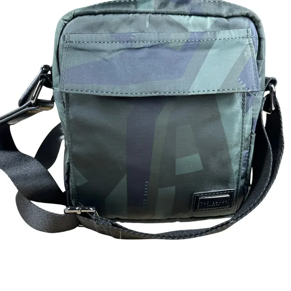 TED BAKER London Signle Camo Crossbody Messenger Bag Mens/Womens In Olive Travel